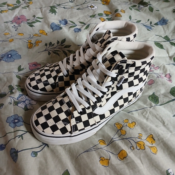 Vans Black and White Checkerboard High-Tops - Picture 1 of 2